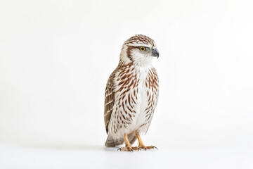 Close-up of a Hawk with Sharp Talons, Standing on White Background