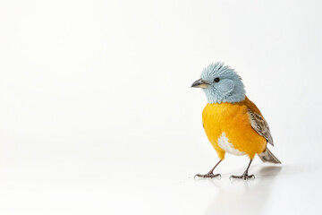 Fototapeta premium Yellow and Blue Bird on White Background