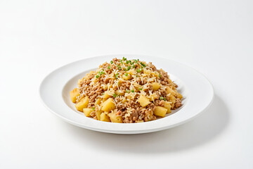 Ground Beef and Potato Hash with Cheese and Green Onions