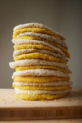 chicken schnitzel stacked