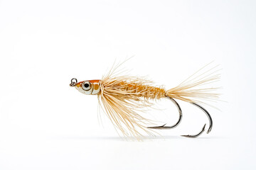Close-up of a Brown and White Fly Fishing Lure