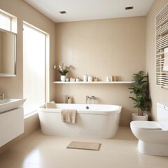 modern bathroom with towel and tiles":