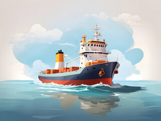 Fototapeta premium Transportation by cargo ship, Container ship, Global logistic, Sea logistics. Goods, Warehouse, Cargo, Container, Courier. Concept for cargo maritime ship illustration.