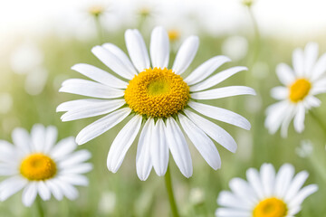 Obraz premium Closeup of a White Daisy with Yellow Center