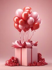Balloons, Celebration, Gift, Pink, Surprise, Party, Festive, Decoration, Helium balloons, Ribbon