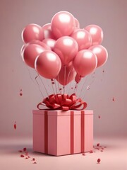 Balloons, Celebration, Gift, Pink, Surprise, Party, Festive, Decoration, Helium balloons, Ribbon
