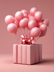 Balloons, Celebration, Gift, Pink, Surprise, Party, Festive, Decoration, Helium balloons, Ribbon