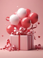 Balloons, Celebration, Gift, Pink, Surprise, Party, Festive, Decoration, Helium balloons, Ribbon