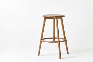 Wooden Bar Stool on White Background