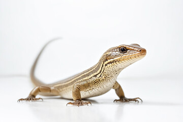 Fototapeta premium Striped Skink Lizard on White Background