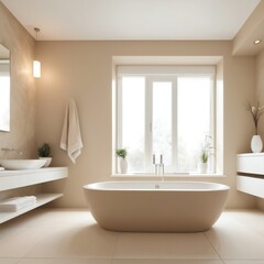 modern bathroom with towel and tiles":