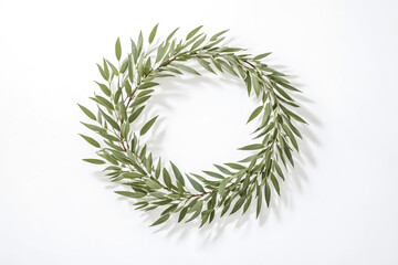 Green Leaf Wreath On White Background