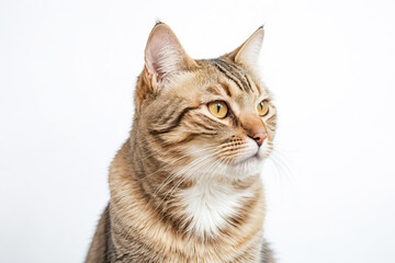 Obraz premium Close-up Portrait of a Tabby Cat with Bright Yellow Eyes