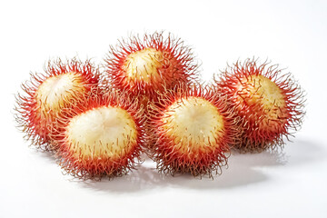 Close-up of Rambutans on White Background