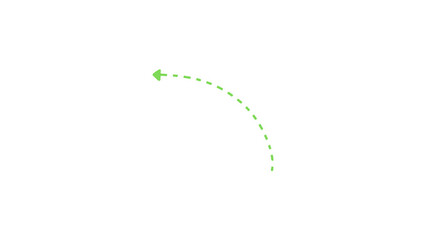 Green Curved dotted arrow | Zigzag arrow stripes design with dotted lines Curve dotted line arrow vector set