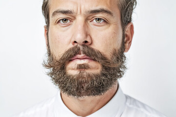 Obraz premium Close-up Portrait of a Man with a Beard and Mustache