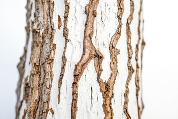 Naklejka premium Close-up of tree bark with white paint peeling off