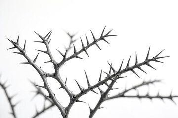 Obraz premium Thorny Branch with White Background