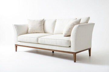 White Sofa with Wooden Legs