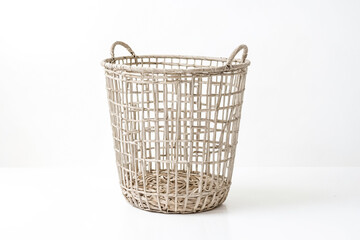 Obraz premium Beige Woven Basket with Handles