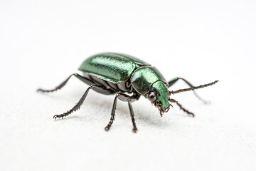 Fototapeta premium Green Beetle on White Background