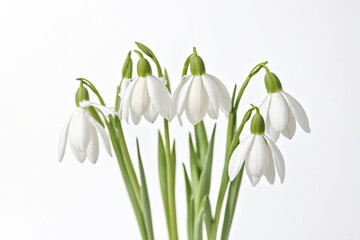 Fototapeta premium Snowdrops on White Background