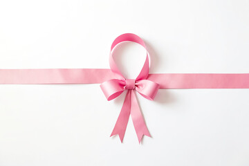 Pink ribbon bow on a white background