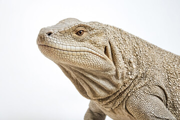 Obraz premium Close-up of a Lizard's Head with a White Background