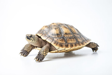 Fototapeta premium Tortoise Walking on White Background