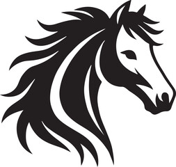 Silhouette image  horses head Victor style