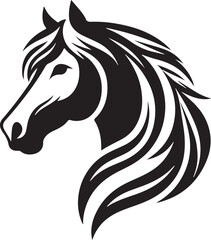 Silhouette image  horses head Victor style