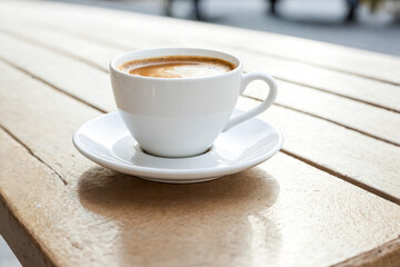 Cup of Coffee on a Wooden Table