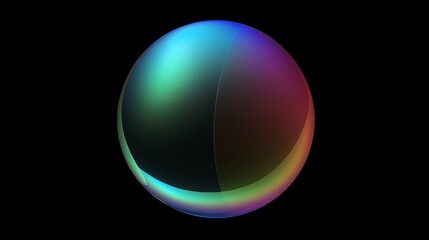 Colorful Gradient Sphere with Vivid Light Reflections on Dark Background
