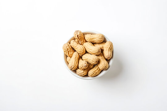 Peanuts in a Bowl on White Background
