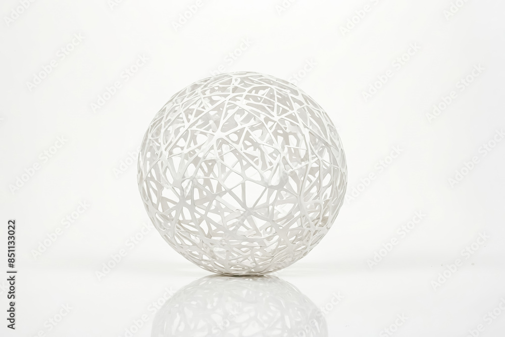 Poster white abstract sphere with intricate lattice pattern