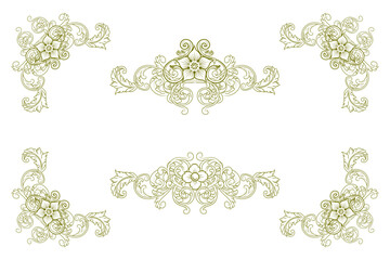 Classic Vitage Wedding Ornaments Frames Separator Elements Classic Vintage Wedding Invitation Hand Drawn Ornate the Calligraphy Poster Victorian Style