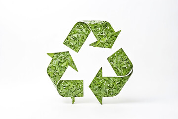 Green Recycling Symbol Made of Leaves