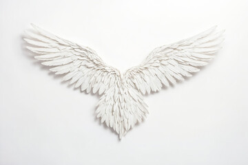 Fototapeta premium White Angel Wings on White Background