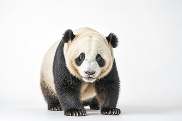 Obraz premium Giant Panda Cub Standing on White Background