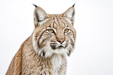 Fototapeta premium Close Up Portrait of a Lynx with a White Background