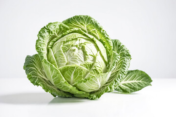 Obraz premium Fresh Green Cabbage Isolated on White Background