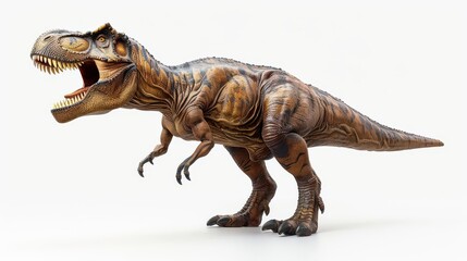 Fototapeta premium A towering TRex, prehistoric giant, 3D realistic, detailed texture, isolated on white background