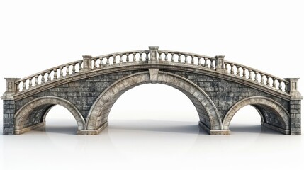 Fototapeta premium Arch bridge over river, structural engineering, 3D realistic, isolated on white background