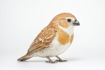 Cute Brown and White Bird on White Background