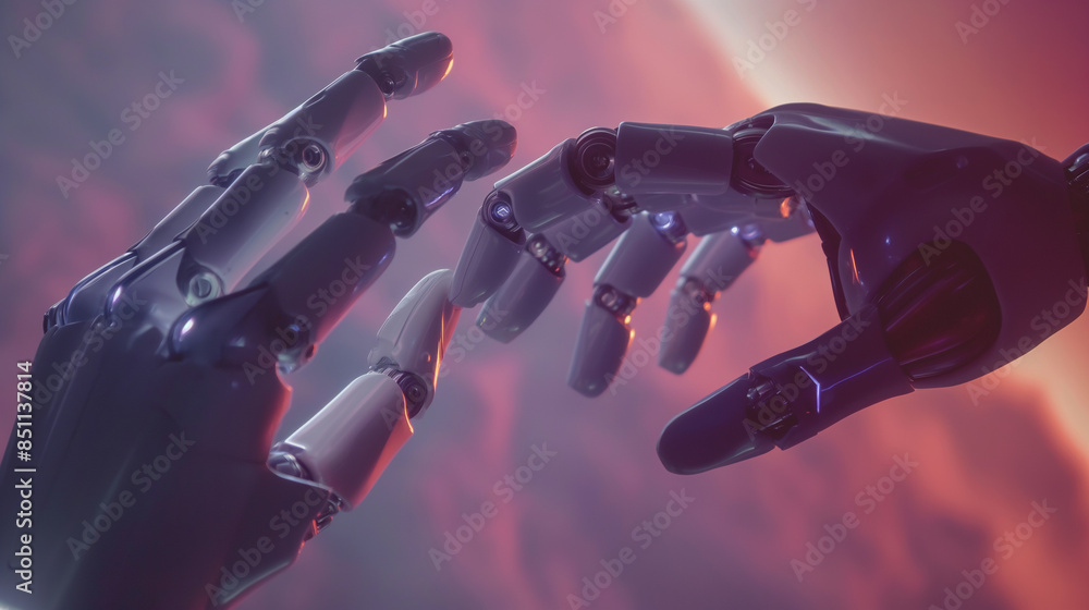 Aufkleber futuristic robots technology innovation, human and ai robots co exists in future