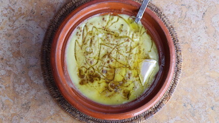 Moroccan Food: Traditional Bisara Soup with Mint Tea