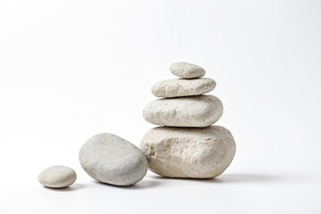 Stacked White Stones on White Background