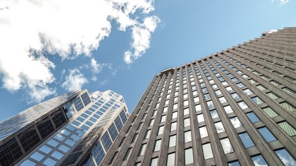 Impressive modern skyscrapers reaching for the sky in a major citys financial district