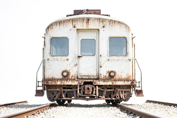 Rusty Old Train Car on Tracks