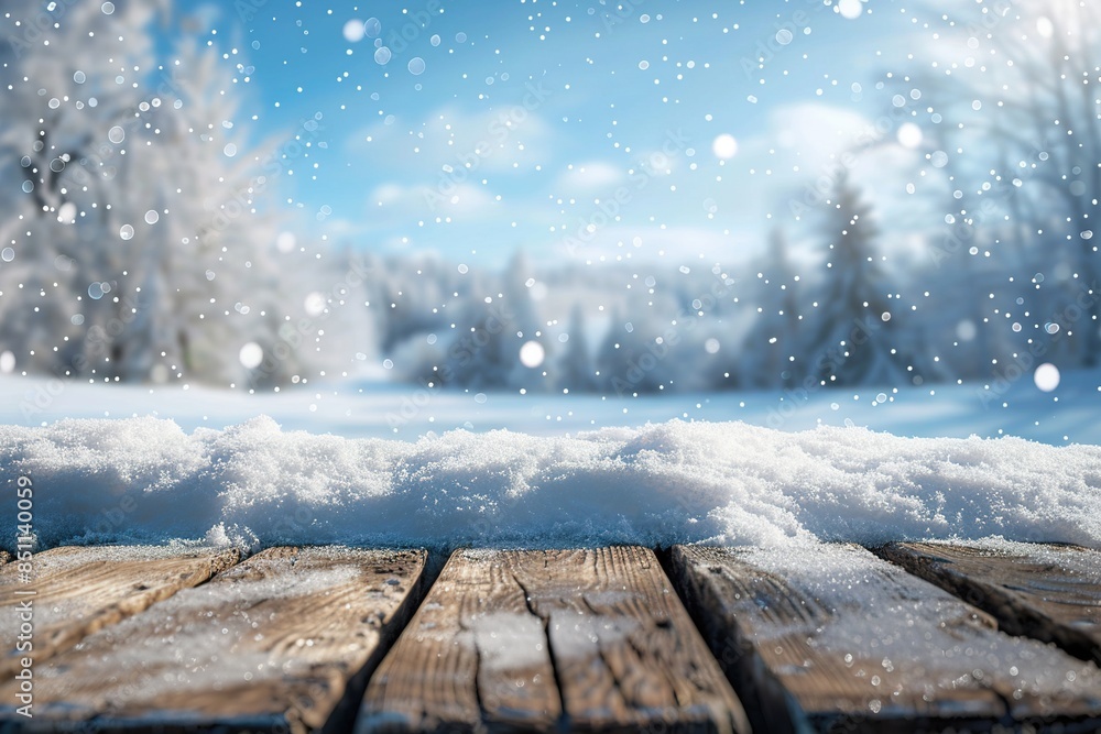 Poster beautiful now background with soft bokeh lights, perfect for creating a serene and dreamy atmosphere